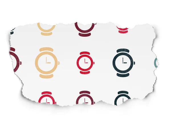 Time concept: Watch icons on Torn Paper background — Zdjęcie stockowe