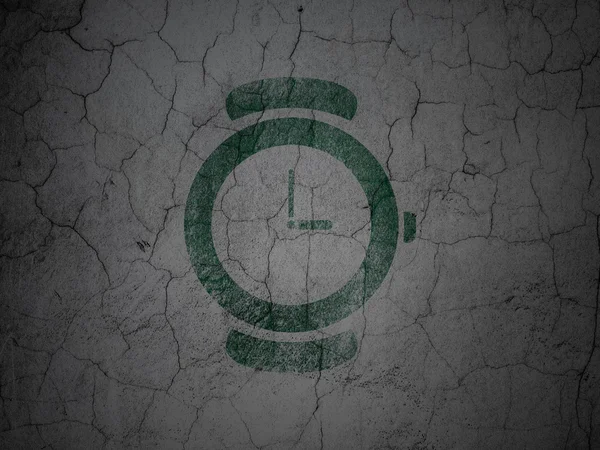 Concepto de línea de tiempo: Reloj sobre fondo de pared grunge — Foto de Stock