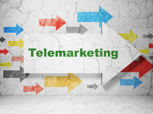 Marketing concept: pijl met Telemarketing op grunge muur achtergrond — Stockfoto