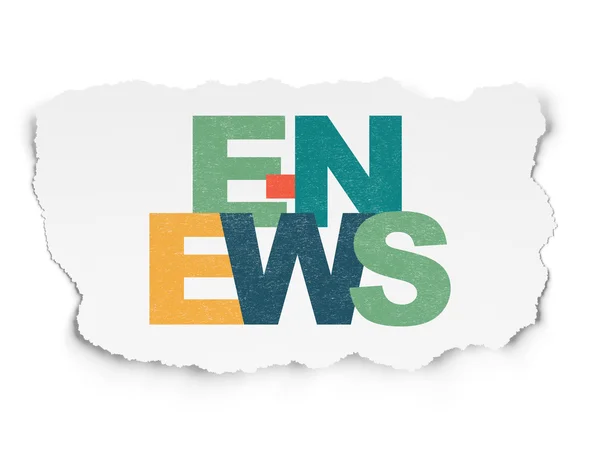 Conceito de notícias: E-news on Torn Paper background — Fotografia de Stock