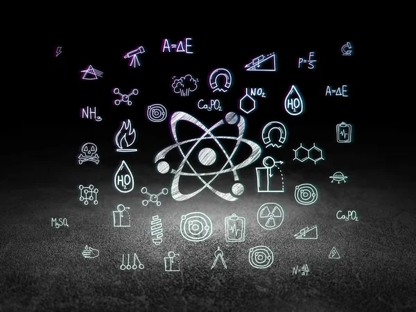 Concept scientifique : Molécule en chambre noire grunge — Photo