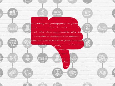 sosyal network kavramı: duvar arka başparmak aşağı