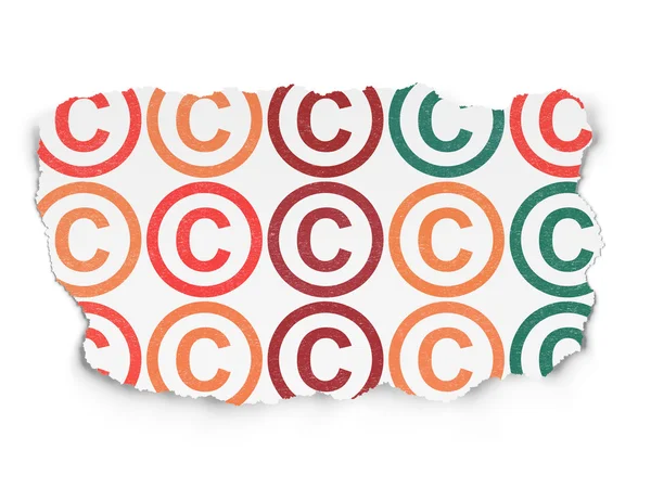 Concepto de ley: Iconos de derechos de autor sobre fondo de papel roto — Foto de Stock