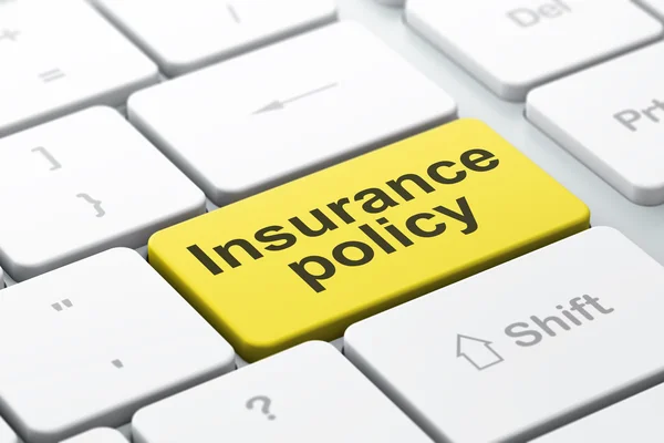 Versicherungskonzept: Versicherungspolice auf Computertastatur Hintergrund — Stockfoto