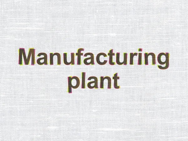 Концепція виробництва: виробничий завод на фоні текстури тканини — стокове фото