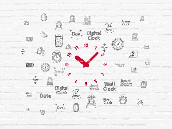 시간 개념: 벽 바탕에 시계zaman kavramı: duvar arka plan üzerinde saat — 스톡 사진