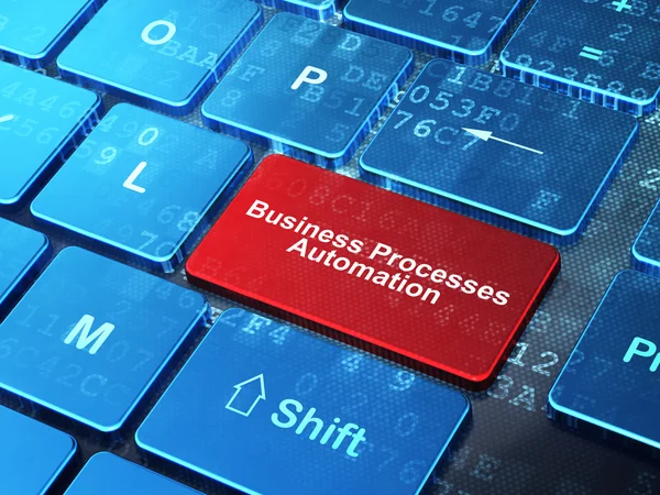 Bedrijfsconcept: processen bedrijfsautomatisering op computer toetsenbord achtergrond — Stockfoto