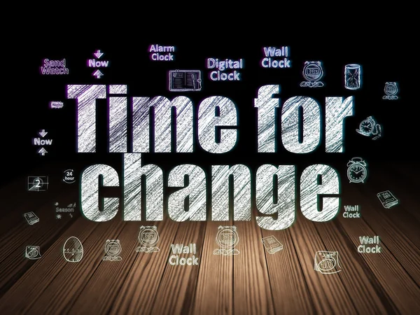 Concepto de línea de tiempo: Tiempo para el cambio en el cuarto oscuro grunge —  Fotos de Stock