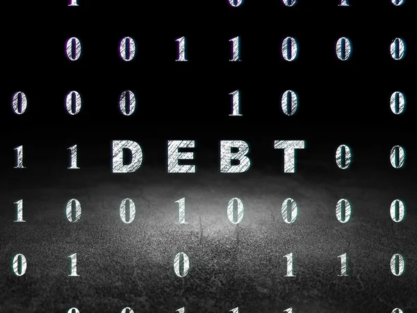 Finanzierungskonzept: Schulden im Grunge Dark Room — Stockfoto