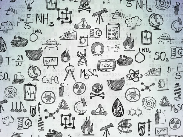 Digital background: Digital Paper with  Hand Drawn Science Icons — ストック写真