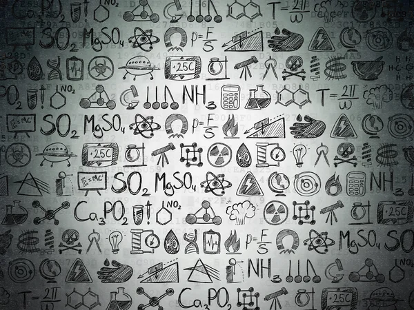 Digital background: Digital Paper with  Hand Drawn Science Icons — Stockfoto