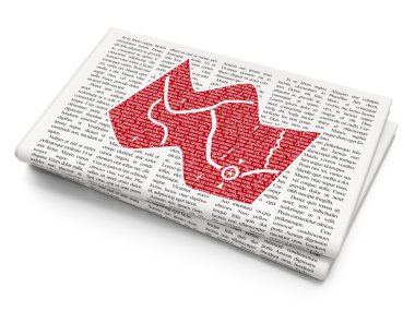 Seyahat konsepti: Gazete arka planında harita