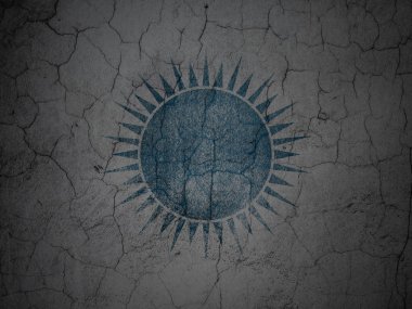 Tourism concept: Sun on grunge wall background