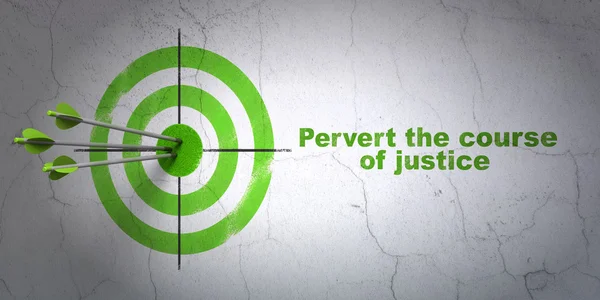 Law concept: target and Pervert the course Of Justice on wall background — Stok fotoğraf