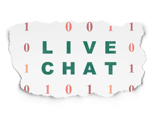 Σχεδιασμός ιστοσελίδων: Live Chat on Torn Paper background — Φωτογραφία Αρχείου