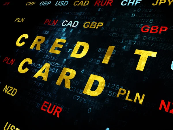 Conceito de moeda: Cartão de crédito em fundo digital — Fotografia de Stock