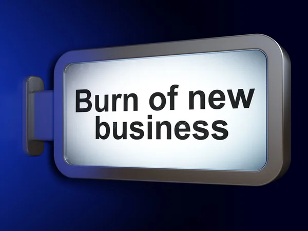Affärsidé: bränna av nya affärer på billboard bakgrund — Stockfoto