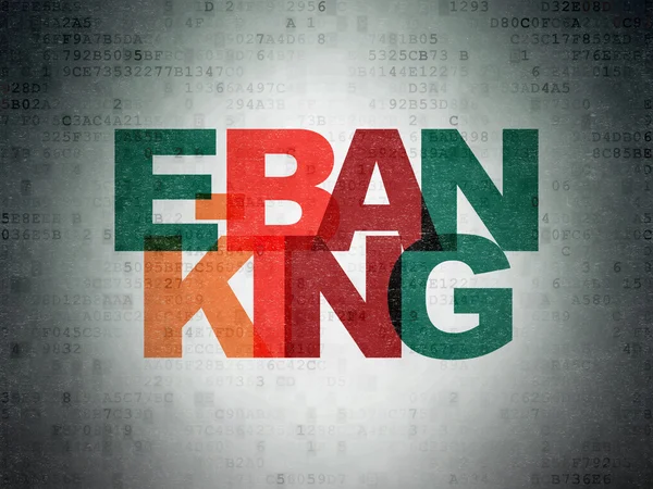 Conceptul valutar: E-Banking pe fundalul hârtiei digitale — Fotografie, imagine de stoc