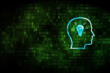Learning concept: Head With Lightbulb on digital background