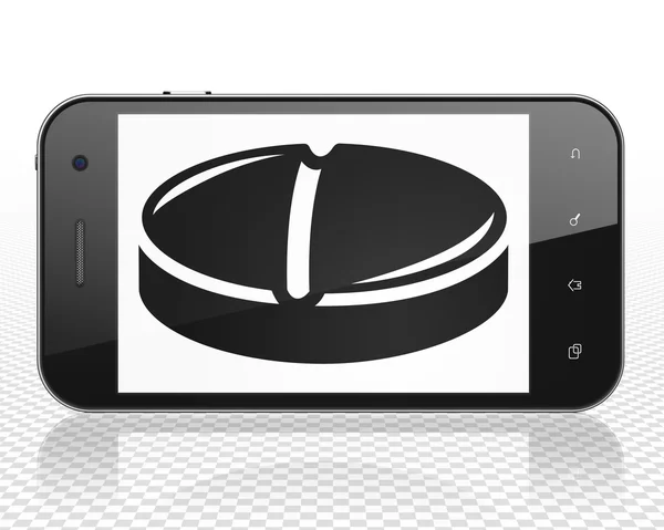 Медицинская концепция: Смартфон с таблетками на дисплее — стоковое фото