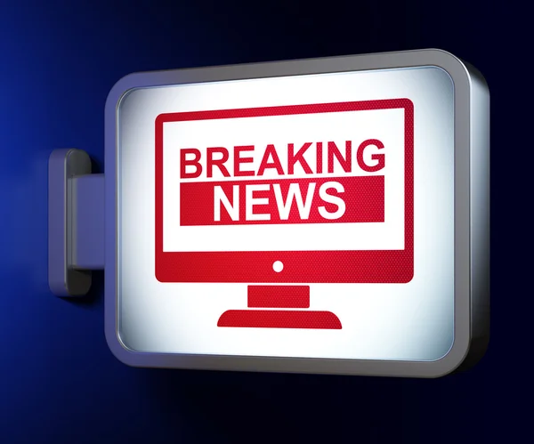 News concept: Breaking News On Screen on billboard background — Stock Photo, Image