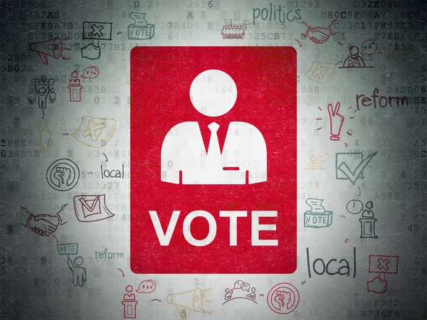 Політична концепція: голосування на фоні цифрового паперу — стокове фото