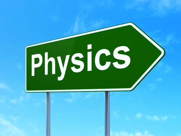 Studying concept: Physics on road sign background — Stock Photo, Image