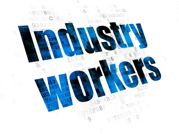 Koncepcja produkcji: pracowników przemysłu na tle Digital — Zdjęcie stockowe