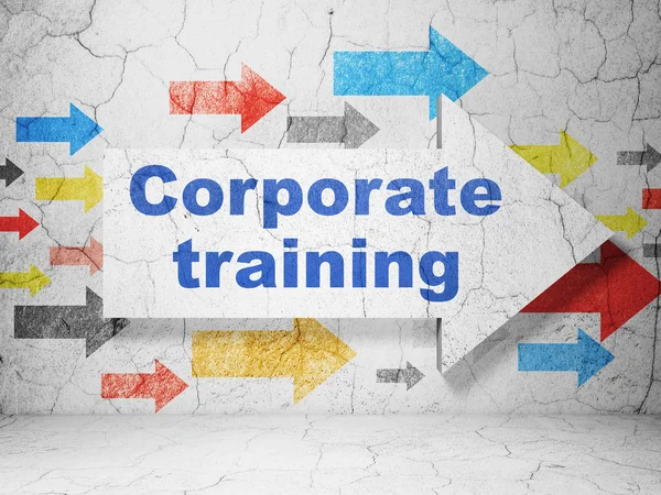 Studying concept: arrow with Corporate Training on grunge wall background — Stock Photo, Image