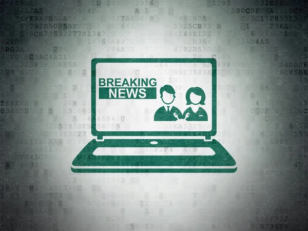 News concept: Breaking News On Laptop on Digital Paper background — Stock Photo, Image