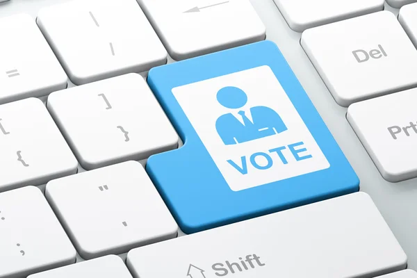정치 개념: 컴퓨터 키보드 배경에 투표 — 스톡 사진