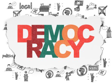 Political concept: Democracy on Torn Paper background