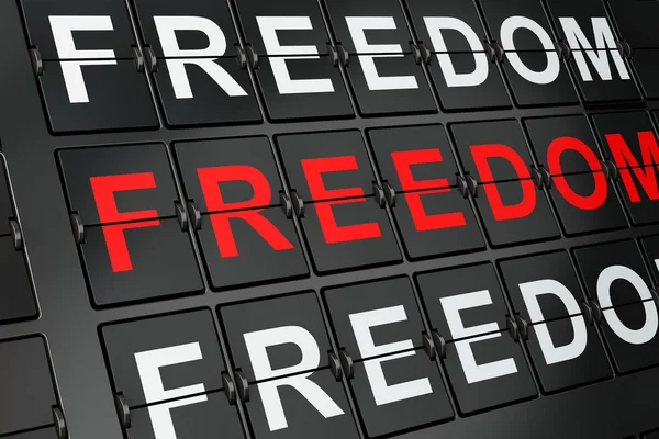 Politický koncept: Svoboda tisku na pozadí letištní desky — Stock fotografie