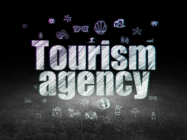 Vacation concept: Tourism Agency in grunge dark room — Stockfoto