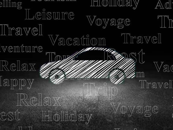 Vacation concept: Car in grunge dark room — Stock Photo, Image