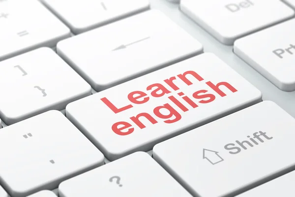 Learning concept: Learn English on computer keyboard background — 스톡 사진