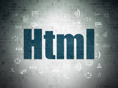 Database concept: Html on Digital Paper background