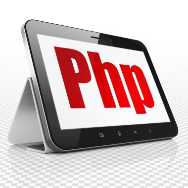 Programming concept: Tablet Computer with Php on display