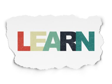 Eğitim kavramı: yırtık kağıt arka plan üzerinde öğrenmek