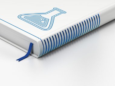 Bilim kavramı: kapalı kitap, beyaz arka plan üzerinde Flask