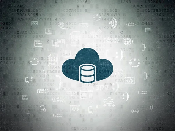 Concepto de software: Base de datos con nube sobre fondo de papel digital —  Fotos de Stock