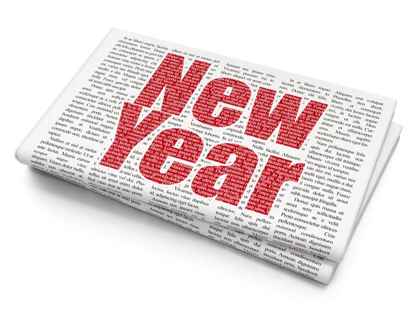 Concepto de vacaciones: Año Nuevo en el fondo del periódico — Foto de Stock