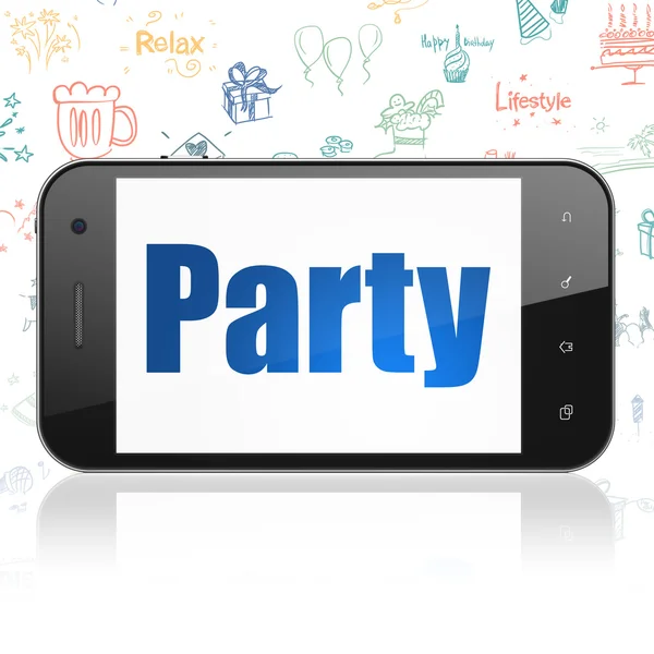 Holiday concept: Smartphone with Party on display — Stock Photo, Image