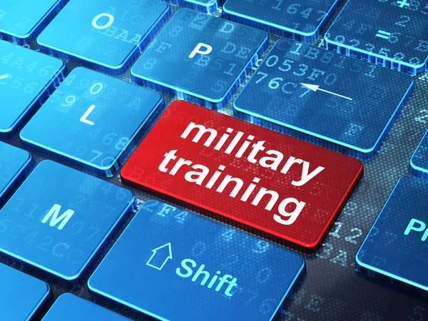 Eğitim kavramı: bilgisayar klavye arka plan üzerinde askeri eğitim — Stok fotoğraf