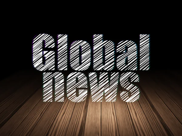 News concept: Global News in grunge dark room — Stock Photo, Image