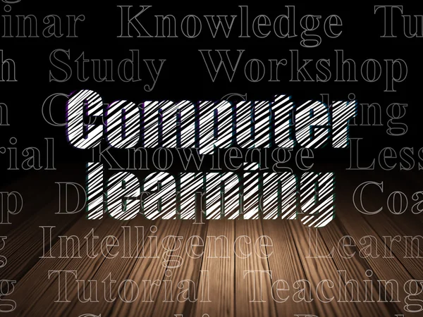 Studying concept: Computer Learning in grunge dark room — Stockfoto