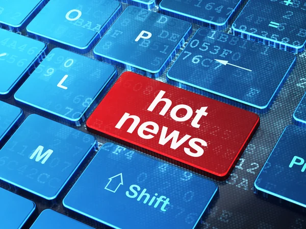 Conceito de notícias: Notícias quentes no fundo do teclado do computador — Fotografia de Stock