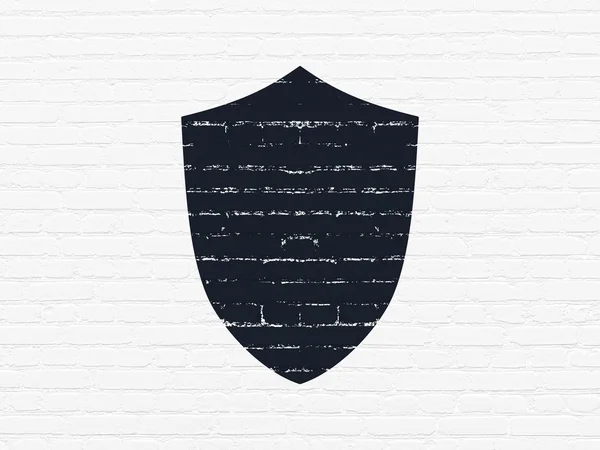 Protection concept: Shield on wall background — Stock Photo, Image