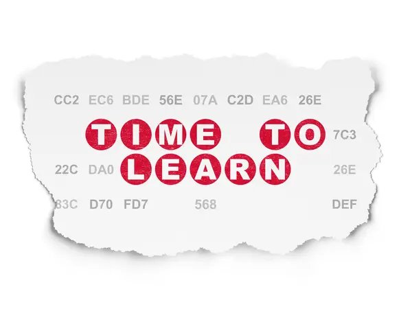 Timeline concept: Time to Learn on Torn Paper background