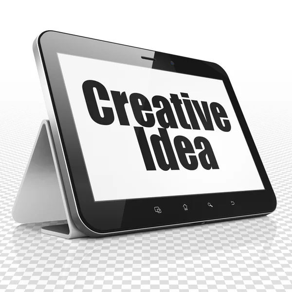 Conceito de negócio: Tablet Computador com Ideia Criativa em exibição — Fotografia de Stock